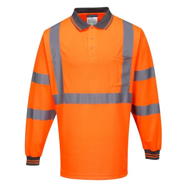 Hi-Vis X Back Polo Shirt Long Sleeve Thumbnail