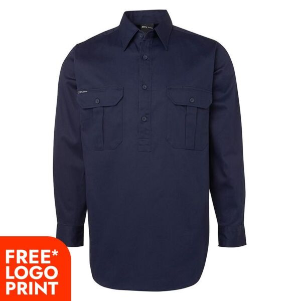 Mens Long Sleeve 190G Close Front Work Shirt Thumbnail